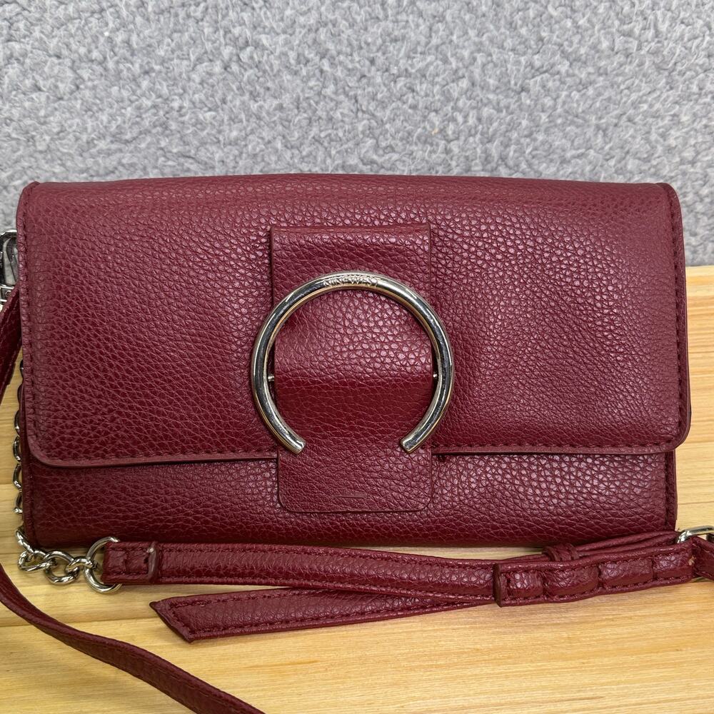 Nine West Wallet‎ Purse Red Leather Crossbody Clutch Snap Closure Shoulder Bag